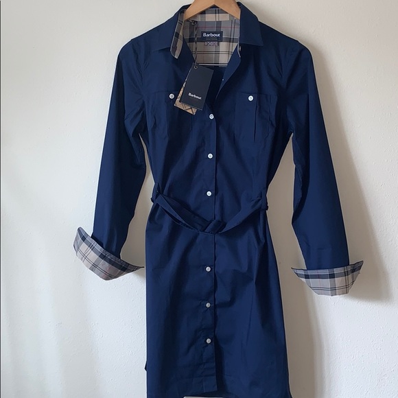 Barbour Dresses & Skirts - Barbour Tartan Button Up Shirt Dress Navy US 6 NWT
